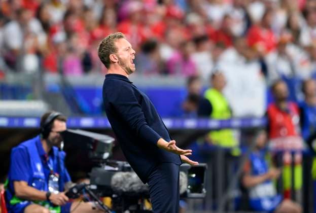Frust bei Trainer Bundestrainer Julian NAGELSMANN(GER) Gestik, Geste, Vorrunde 3. Spieltag, Gruppe A, Match M25, Schweiz (SUI) - Deutschland (GER), am 23.06.2024 in Frankfurt Deutschland. Fussball Europameisterschaft 2024 vom 14.06. - 14.07.2024 in Deutschland. Â
