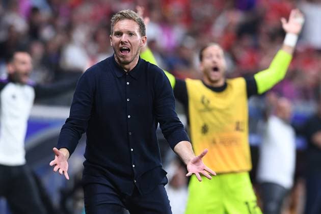 Fußball UEFA EURO, EM, Europameisterschaft,Fussball 2024 Gruppenphase 3. Spieltag Schweiz - Deutschland am 23.06.2024 in der Frankfurt Arena in Frankfurt Julian Nagelsmann ( Bundestrainer Trainer Deutschland ) Emotionen regt sich auf
