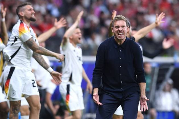 Fußball UEFA EURO, EM, Europameisterschaft,Fussball 2024 Gruppenphase 3. Spieltag Schweiz - Deutschland am 23.06.2024 in der Frankfurt Arena in Frankfurt Julian Nagelsmann ( Bundestrainer Trainer Deutschland ) Emotionen regt sich auf