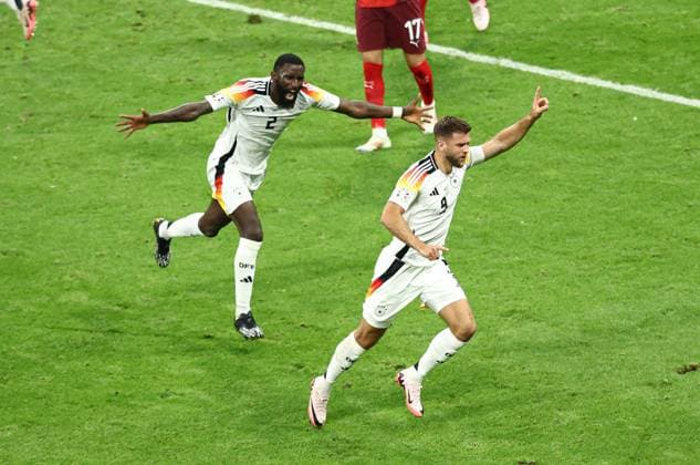 Niclas Füllkrug of Germany scores to make it 1-1 and celebrates Switzerland v Germany, UEFA European Championship, EM, Europameisterschaft 2024, Group A, Football, Frankfurt Arena, Frankfurt am Main, Germany, 23 Jun 2024 EDITORIAL USE ONLY No use with unauthorised audio, video, data, fixture lists, club league logos or live services. Online in-match use limited to 120 images, no video emulation. No use in betting, games or single club league player publications. Copyright: xMattxWest Shutterstockx 14548071cu