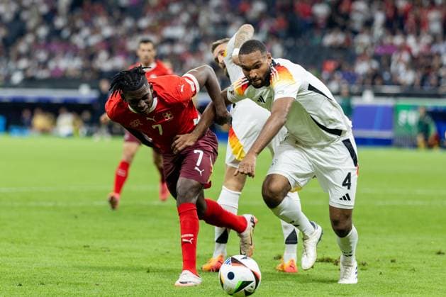 Switzerland v Germany - UEFA EURO, EM, Europameisterschaft,Fussball 2024 Breel Embolo, Jonathan Tah are playing during the UEFA Euro 2024 Group A match between Switzerland v Germany, at the Arena Frankfurt in Frankfurt, Germany, on June 23, 2024. Frankfurt Germany  Copyright: xAndrzejxIwanczukx originalFilename:iwanczuk-switzerl240623_npfyl.jpg