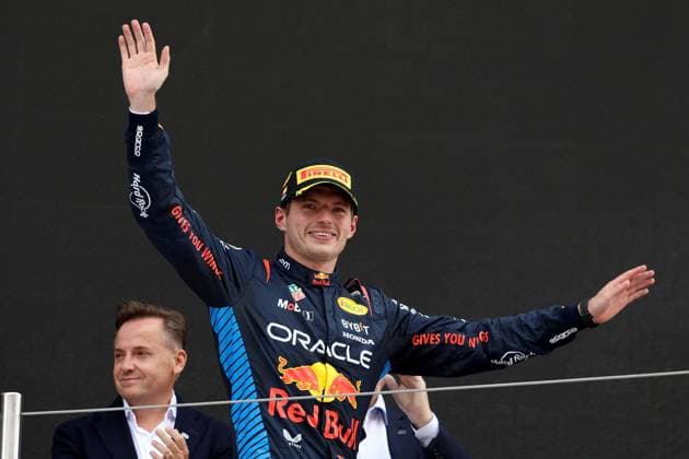 Sport Themen der Woche KW25 23.06.2024, xrarjax, Motorsport FIA Formel 1, Großer Preis von Spanien emspor, v.l. Rennen Max Verstappen (Oracle Red Bull Racing) Startnummer 1 auf dem Podium Jubel Freude Emotionen Barcelona *** 23 06 2024, xrarjax, Motorsport FIA Formula 1, Spanish Grand Prix emspor, v l race Max Verstappen Oracle Red Bull Racing starting number 1 on the podium jubilation joy emotions Barcelona