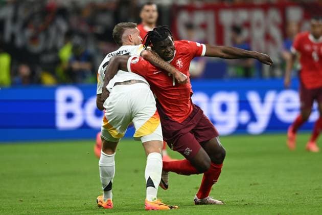 Robert Andrich (Germany)Breel Embolo (Switzerland) during the UEFA EURO, EM, Europameisterschaft,Fussball Germany 2024 match between Switzerland 1-1 Germany at Frankfurt Arena on June 23, 2024 in Frankfurt, Germany. Noxthirdxpartyxsales  (257435522)