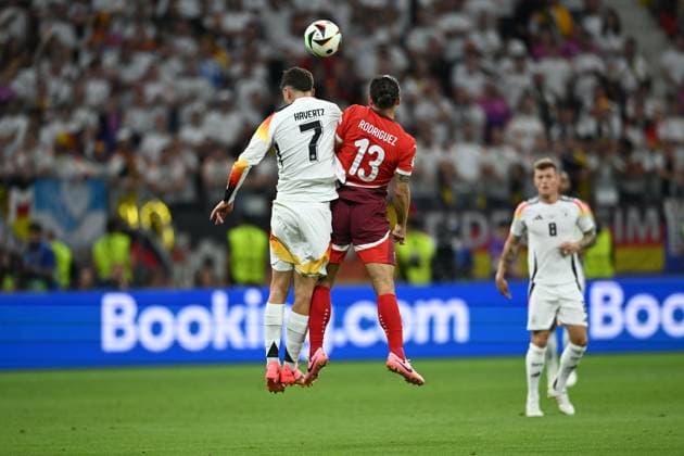 Kai Havertz (Germany)Ricardo Rodriguez (Switzerland) during the UEFA EURO, EM, Europameisterschaft,Fussball Germany 2024 match between Switzerland 1-1 Germany at Frankfurt Arena on June 23, 2024 in Frankfurt, Germany. Noxthirdxpartyxsales  (257435723)
