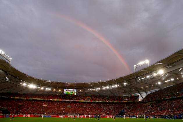 Scotland v Hungary UEFA EURO, EM, Europameisterschaft,Fussball 2024 Group A A rainbow appears over the stadium before the UEFA Euro 2024 Group A match between Scotland and Hungary at Hampden Park, Glasgow Copyright: xPaulxChestertonx FIL-20273-0148 UK Newspapers OUT
