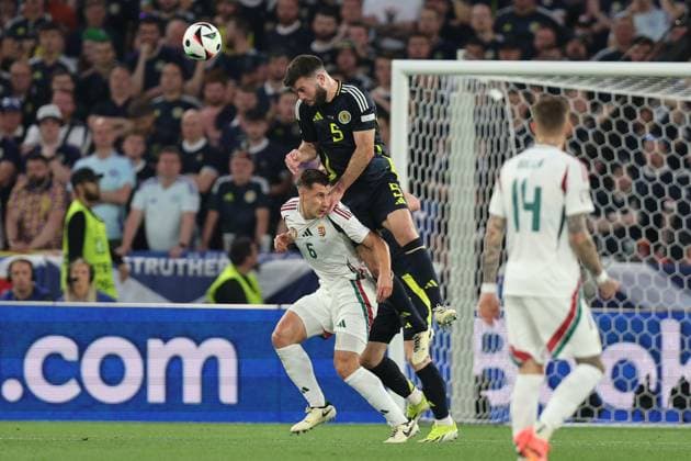 Willi Orban (Hungary)Grant Hanley (Scotland) during the UEFA EURO, EM, Europameisterschaft,Fussball Germany 2024 match between Scotland 0-1 Hungary at Stuttgart Arena on June 23, 2024 in Stuttgart, Germany. Noxthirdxpartyxsales  (257445217)