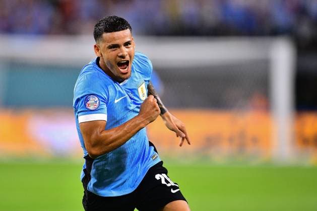 RECORD DATE NOT STATED Copa America USA 2024 Uruguay vs Panama Maximiliano Araujo celebrates his goal 1-0 of Uruguay during the game between Uruguay and Panama as part of the CONMEBOL Copa America USA 2024 group C, at Hard Rock Stadium, on June 23, 2024 in Miami Gardens, Florida, United States. MIAMI FLORIDA UNITED STATES  Copyright: xAdrianxMaciasx 20240623202308_CA_GC_2024_URU_PAN_ARAUJO33