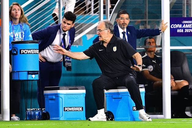 RECORD DATE NOT STATED Copa America USA 2024 Uruguay vs Panama Marcelo Bielsa head coach of Uruguay during the game between Uruguay and Panama as part of the CONMEBOL Copa America USA 2024 group C, at Hard Rock Stadium, on June 23, 2024 in Miami Gardens, Florida, United States. MIAMI FLORIDA UNITED STATES  Copyright: xAdrianxMaciasx 20240623214457_CA_GC_2024_URU_PAN_BIELSA81