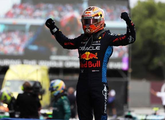June 23, 2024, Sabadell, Barcelona, Spain: Montmelo Spain June 23, 2024 Max Verstappen(1 NL Redbull ) celebrates the victory and having come first during race at the Formula 1 Aramaco Spain Grand Prix 2024 in Montmelo Spain on 23 June 2024 Sabadell Spain - ZUMAu50_ 20240623_zsp_u50_043 Copyright: xXavixUrgelesx