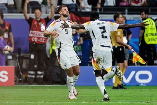 UEFA EURO, EM, Europameisterschaft,Fussball 2024: Schweiz - Deutschland; 23.06.2024 Jubel nach dem Tor durch Niclas Füllkrug (Deutschland, 9). UEFA EURO 2024: Schweiz - Deutschland; Frankfurt Arena, Frankfurt am 23.06.2024 Copyright: xBEAUTIFULxSPORTS Wunderlx