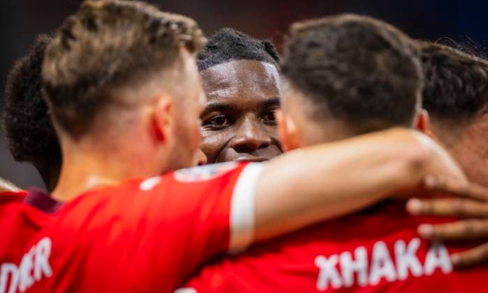 Frankfurt, Germany. 23rd Jun 2024. Goal celebration: Breel Embolo (SUI) Granit Xhaka (SUI) Switzerland - Germany Schweiz - Deutschland 23.06.2024
