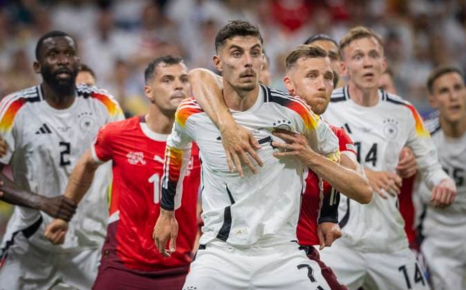 Frankfurt, Germany. 23rd Jun 2024. Kai Havertz (DFB) Silvan Widmer (SUI) Switzerland - Germany Schweiz - Deutschland 23.06.2024