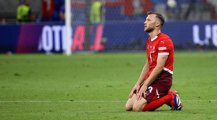 BAU 23.06.2024 Frankfurt Fußball EM 2024 Schweiz vs. Deutschland, Silvan Widmer (SUI) enttäuscht