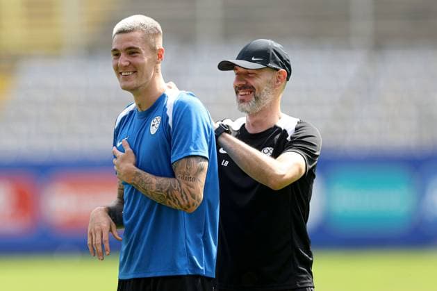 EURO 2024, Nationalteam Slowenien, Training Benjamin Sesko of Slovenia during the training session Slovenia Training, UEFA European Championship, EM, Europameisterschaft 2024, Group C, Football, Stadion am Zoo, Wuppertal, Germany, 24 Jun 2024 EDITORIAL USE ONLY No use with unauthorised audio, video, data, fixture lists, club league logos or live services. Online in-match use limited to 120 images, no video emulation. No use in betting, games or single club league player publications. Copyright: xPaulxCurrie Shutterstockx 14555190y