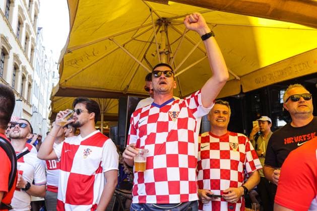 PXL_CRO football fans Croatian football fans in Leipzig, Germany before UEFA EURO, EM, Europameisterschaft,Fussball 2024 football match Croatia - Italy on 24. June 2024. LukaxStanzl PIXSELL