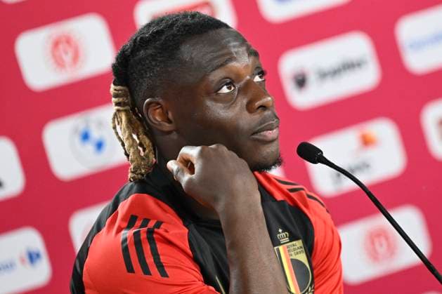 Belgium Media Activities - UEFA EURO, EM, Europameisterschaft,Fussball 2024 24 06 2024 FREIBERG AM NECKA, GERMANY - JUNE 24 : Doku Jeremy forward of Belgium talking to the press during a press conference, PK, Pressekonferenz of the Belgian Red Devils at the UEFA EURO 2024 European Football Championship tournament on June 24, 2024 in Freiberg am Necka, Germany, 24 06 2024 Freiberg am Necka Germany  Copyright: xPeterxDexVoechtx