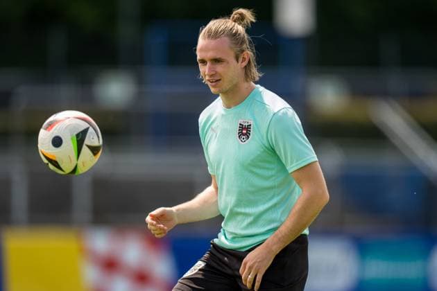 EURO 2024, Nationalteam Österreich, Training SOCCER - UEFA EURO, EM, Europameisterschaft,Fussball 2024 BERLIN,GERMANY,24.JUN.24 - UEFA EURO 2024, group stage, Austria vs Netherlands, preview, training Team AUT. Image shows Patrick Wimmer (AUT). GEPAxpictures xJohannesxFriedl