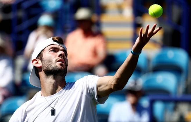 Jacob Fearnley of Great Britain in action during day two. Rothesay International Eastbourne, Day 2, Tennis, Devonshire Park, Eastbourne, UK - 24 June 2024  Copyright: xJamesxMarsh Shutterstockx 14551026r