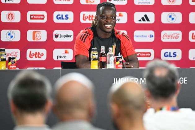 Belgium Media Activities - UEFA EURO, EM, Europameisterschaft,Fussball 2024 24 06 2024 FREIBERG AM NECKA, GERMANY - JUNE 24 : Doku Jeremy forward of Belgium talking to the press during a press conference, PK, Pressekonferenz of the Belgian Red Devils at the UEFA EURO 2024 European Football Championship tournament on June 24, 2024 in Freiberg am Necka, Germany, 24 06 2024 Freiberg am Necka Germany  Copyright: xPeterxDexVoechtx