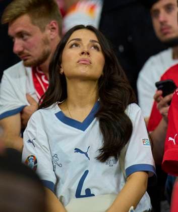 Alexandra, girlfriend of Nico ELVEDI, SUI 4 in the group A stage match GERMANY - SWITZERLAND 1-1 of the UEFA European Championships 2024 on Jun 23, 2024 in Frankfurt, Germany.