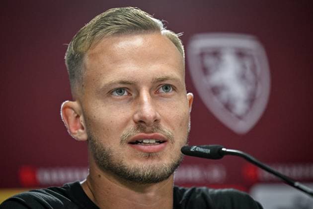 Player of Czech national football team Antonin Barak attends a press conference, PK, Pressekonferenz before the last match of Group F against Turkey within the European Football Championships in Norderstedt, Germany, June 24, 2024. (CTKxPhoto VitxSimanek) CTKPhotoP2024062404319  CTKPhotoP2024062404319