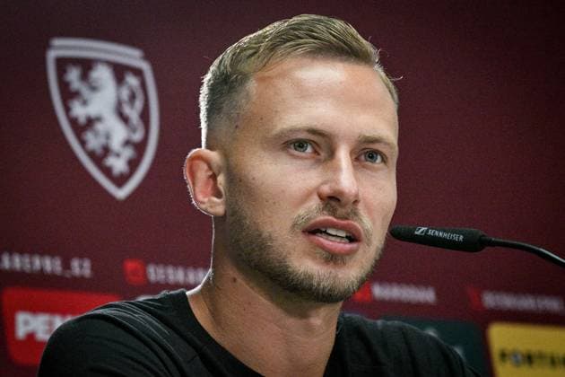 Player of Czech national football team Antonin Barak attends a press conference, PK, Pressekonferenz before the last match of Group F against Turkey within the European Football Championships in Norderstedt, Germany, June 24, 2024. (CTKxPhoto VitxSimanek) CTKPhotoP2024062404399  CTKPhotoP2024062404399