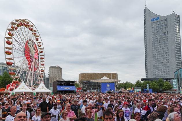 EURO 2024 Festival Leipzig UEFA EURO, EM, Europameisterschaft,Fussball 2024 Leipzig, 23.06.2024, Augustusplatz, UEFA EURO 2024, UEFA EURO 2024 Festival , Im Bild: Fanfest Augustusplatz ,