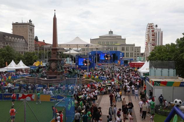 EURO 2024 Festival Leipzig UEFA EURO, EM, Europameisterschaft,Fussball 2024 Leipzig, 23.06.2024, Augustusplatz, UEFA EURO 2024, UEFA EURO 2024 Festival , Im Bild: Fanfest Augustusplatz ,