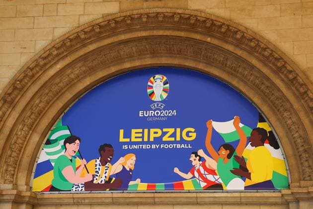 EURO 2024 Festival Leipzig UEFA EURO, EM, Europameisterschaft,Fussball 2024 Leipzig, 23.06.2024, Augustusplatz, UEFA EURO 2024, UEFA EURO 2024 Festival , Im Bild: Leipzig Host City Logo ,