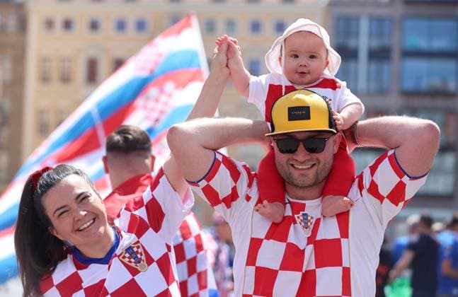 PXL_CRO football fans Croatian football fans in Leipzig, Germany before UEFA EURO, EM, Europameisterschaft,Fussball 2024 football match Croatia - Italy on 24. June 2024. SanjinxStrukic PIXSELL