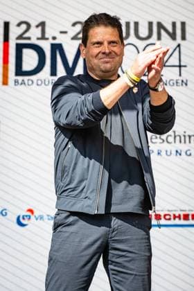 ULLRICH Jan: National Championships Road cycling, Rad, Radsport, Strasse 2024 - RR Elite Men ULLRICH Jan ( GER ) Ex Cyclist - Tour de France Winner Best German Cyclist - Award Ceremony Medal Ceremony Podium - Querformat - quer - horizontal - Landscape - Event Veranstaltung: National Championships - Road Cycling - Category Kategorie: Cycling - Road Cycling - Elite Men - Location Ort: Europe Germany - Baden Württemberg - Start: Donaueschingen - Finish - Bad Dürrheim ( Baden Württemberg ) - Discipline: Road Race ( RR ) - National Championships - Distance: 200,6 km - Date Datum: 23.06.2024 Sunday -