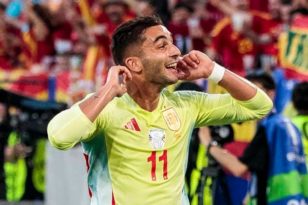 UEFA EURO, EM, Europameisterschaft,Fussball 2024: Albanien - Spanien; 24.06.2024 Ferran Torres (Spanien, 11) jubelt nach seinem Tor. UEFA EURO 2024: Albanien - Spanien; Arena Düsseldorf, Düsseldorf, am 24.06.2024 Copyright: xBEAUTIFULxSPORTS Meuselx