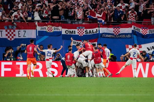 UEFA EURO, EM, Europameisterschaft,Fussball 2024: Kroatien - Italien; 24.06.2024 Jubel zum 1:0 durch Luka Modric (Kroatien, 10) UEFA EURO 2024: Kroatien - Italien; Leipzig Stadium, Leipzig am 24.06.2024 Copyright: xBEAUTIFULxSPORTS Wunderlx