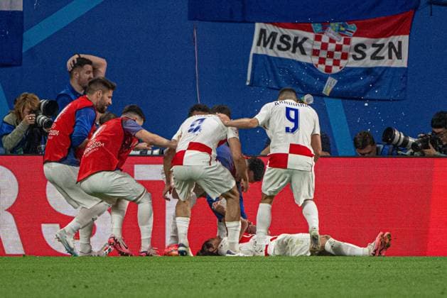 Fussball, Herren, Saison 2023 24, UEFA EURO, EM, Europameisterschaft,Fussball 2024, Gruppe B (3. Spieltag) in Leipzig, Kroatien - Italien, kroatischer Jubel nach Tor zum 1:0 durch Luka Modric (Kroatien), 24.06. 2024, Copyright: xMatthiasxKochx