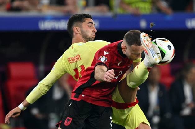 DUSSELDORF - (l-r) Ferran Torres of Spain, Mario Mitaj of Albania during the UEFA EURO, EM, Europameisterschaft,Fussball 2024 group B match between Albania and Spain at the Dusseldorf Arena on June 24, 2024 in Dusseldorf, Germany. ANP Hollandse Hoogte UEFA EURO 2024 2024 xVIxANPxSportx xGerritxvanxKeulenxIVx 501977490 originalFilename: 501977490.jpg