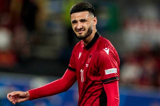 UEFA EURO, EM, Europameisterschaft,Fussball 2024: Albanien - Spanien; 24.06.2024 Armando Broja (Albanien, 11). UEFA EURO 2024: Albanien - Spanien; Arena Düsseldorf, Düsseldorf, am 24.06.2024 Copyright: xBEAUTIFULxSPORTS Meuselx