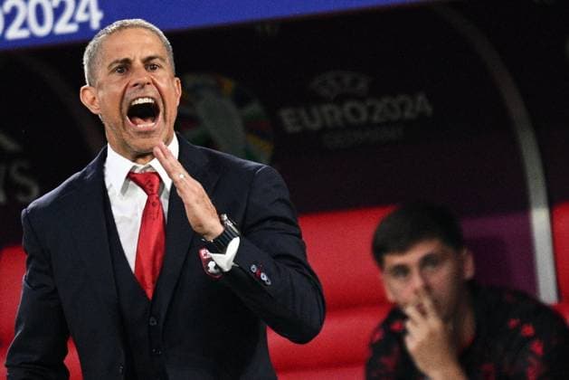 Russia Soccer Euro 2024 Albania - Spain 8715848 24.06.2024 Albania s head coach Sylvinho reacts during the UEFA EURO, EM, Europameisterschaft,Fussball 2024 Group B soccer match between Albania and Spain at the Duesseldorf Arena in Duesseldorf, Germany. Alexey Filippov Sputnik Dusseldorf Germany  Copyright: xAlexeyxFilippovx