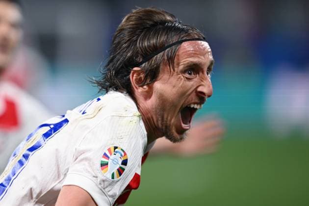 Mg Lipsia (Germania) 24 06 2024 - Euro 2024 Croazia-Italia foto Matteo Gribaudi Image nella foto: esultanza gol Luka Modric 