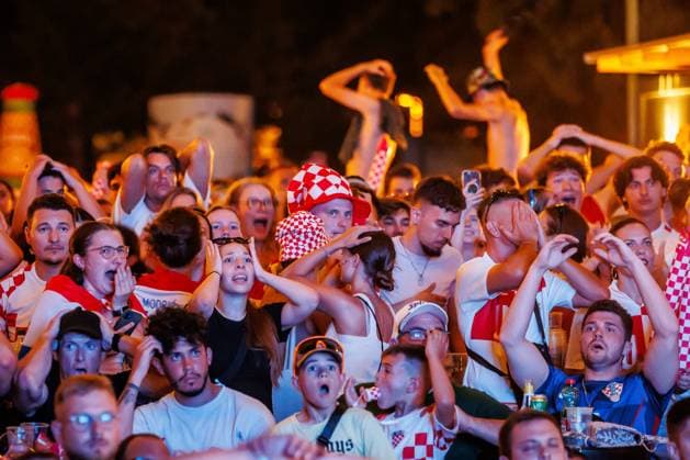 Disappointed fans of Croatia after the match with Italy in Euro 2024 ended in a draw Fans of Croatia are disappointed and sad on June 24, 2024 in Split, Croatia after the UEFA EURO, EM, Europameisterschaft,Fussball 2024 football match between Croatia and Italy ended in a draw. ZvonimirxBarisin PIXSELL