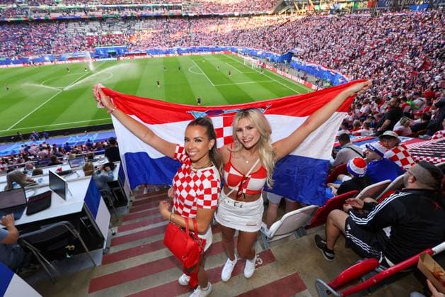 Croatia v Italy: Group B - UEFA EURO, EM, Europameisterschaft,Fussball 2024 LEIPZIG, GERMANY - JUNE 24: Fans of Croatia ready to cheer for Croatian National Football Team during the UEFA EURO 2024 group stage match between Croatia and Italy at Football Stadium Leipzig on June 24, 2024 in Leipzig, Germany. Pixsell MBxMedia