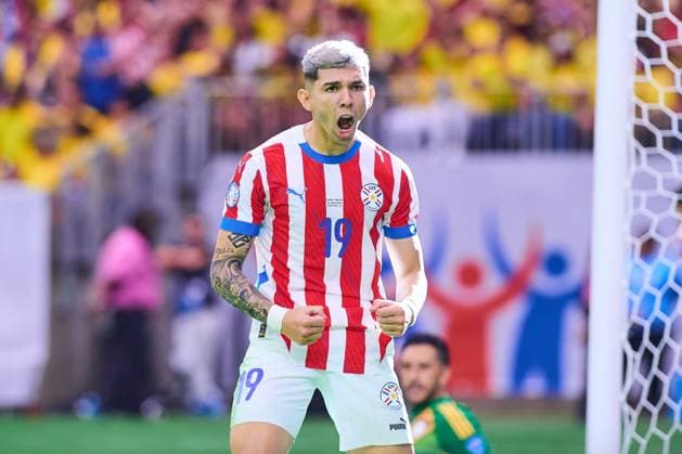 RECORD DATE NOT STATED Copa America USA 2024 Colombia vs Paraguay Julio Enciso of Paraguay celebrate this goal 2-1 of Paraguay during the game between Colombia and Paraguay as part of the CONMEBOL Copa America USA 2024 group D, at NRG Stadium, on June 24, 2024 in Houston, Texas, United States. HOUSTON TEXAS UNITED STATES  Copyright: xJONATHANxDUENASx 20240624183030_CA_GD_2024_COL_PAR_ENCISO32