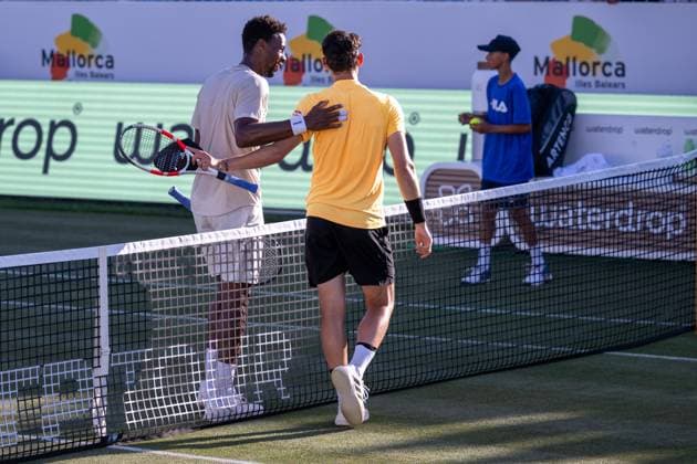 20240624 Mallorca Championships SANTA PONSA, SPAIN - JUNE 24 2024 : Gael Monfils of France, Dominic Thiem of Austria at - Mallorca Championships on June 24, 2024 in Santa Ponsa, . Santa Ponsa Baleares Spain