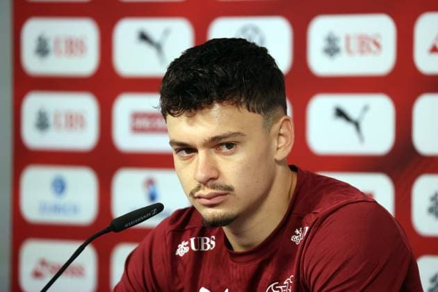 25.06.24 Schweiz PK Rieder Deutschland, Stuttgart, 25.06.2024, Fussball, UEFA EURO, EM, Europameisterschaft,Fussball 2024, PK Schweiz: Fabian Rieder.