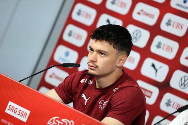 25.06.24 Schweiz PK Rieder Deutschland, Stuttgart, 25.06.2024, Fussball, UEFA EURO, EM, Europameisterschaft,Fussball 2024, PK Schweiz: Fabian Rieder.