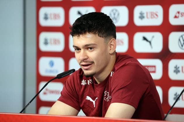 25.06.24 Schweiz PK Rieder Deutschland, Stuttgart, 25.06.2024, Fussball, UEFA EURO, EM, Europameisterschaft,Fussball 2024, PK Schweiz: Fabian Rieder.