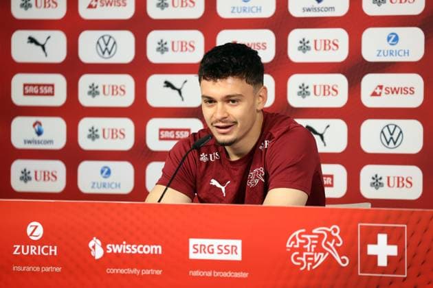 25.06.24 Schweiz PK Rieder Deutschland, Stuttgart, 25.06.2024, Fussball, UEFA EURO, EM, Europameisterschaft,Fussball 2024, PK Schweiz: Fabian Rieder.
