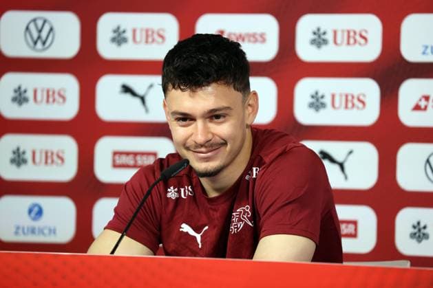 25.06.24 Schweiz PK Rieder Deutschland, Stuttgart, 25.06.2024, Fussball, UEFA EURO, EM, Europameisterschaft,Fussball 2024, PK Schweiz: Fabian Rieder.