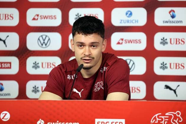 25.06.24 Schweiz PK Rieder Deutschland, Stuttgart, 25.06.2024, Fussball, UEFA EURO, EM, Europameisterschaft,Fussball 2024, PK Schweiz: Fabian Rieder.