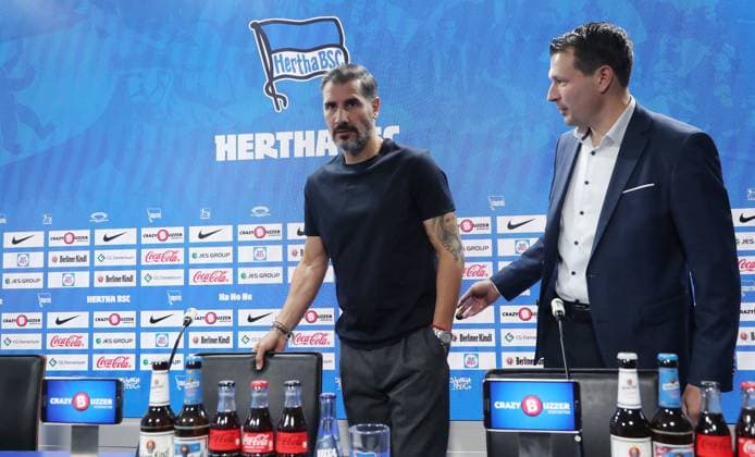 Trainer Cristian Fiel, Sportdirektor Benjamin Weber PK Pressekonferenz zur Trainervorstellung Fußball Fussball DFL Bundesliga Herren Saison 2024 2025 25.06.2024 Hertha BSC Berlin