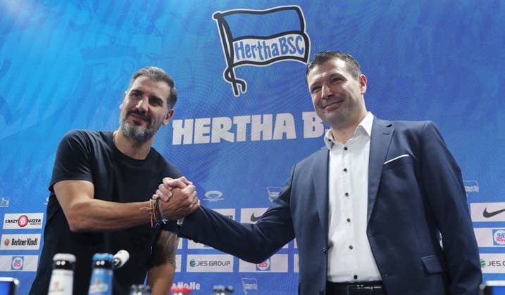Trainer Cristian Fiel, Sportdirektor Benjamin Weber PK Pressekonferenz zur Trainervorstellung Fußball Fussball DFL Bundesliga Herren Saison 2024 2025 25.06.2024 Hertha BSC Berlin